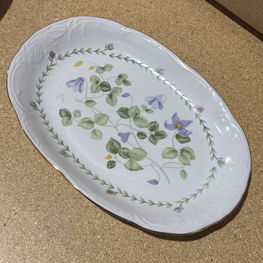 VTG Tienshan Floriade 13” Oval Serving Platter Fine China Gold Rim ~ Replacement